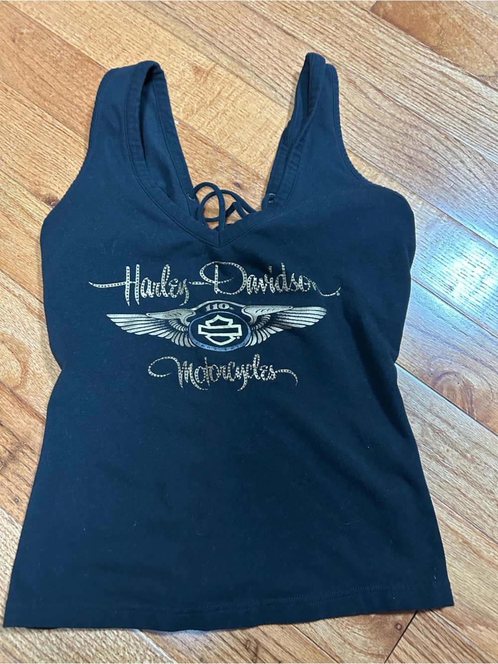 Harley-Davidson Black Lace up tank top medium